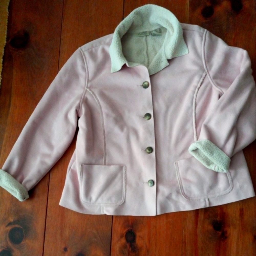 L.L. Bean Faux Suede Sherpa Lined Shearling Womens Coat Pink Size XL/ …